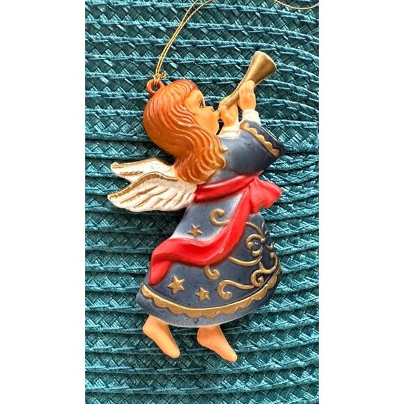 Lot 3 Vintage Christmas Ornaments Angels & Snowman Resin Hand Painted Ornaments - Picture 5 of 6